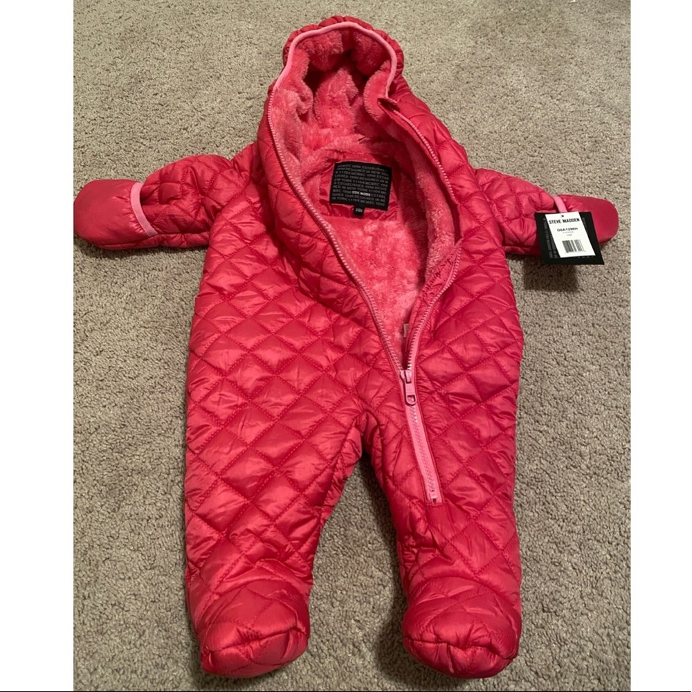 Pink, infant Steve Madden snow suit. 3-6 months.